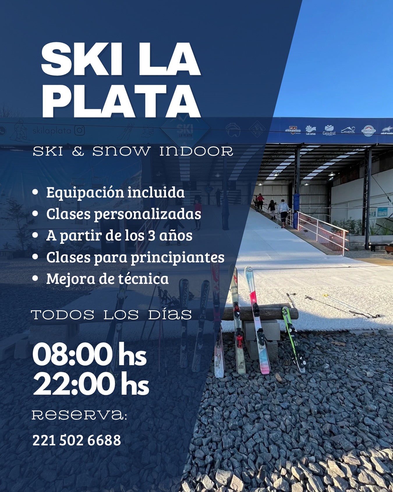 Pista de esquí indoor Ski La Plata con equipamiento